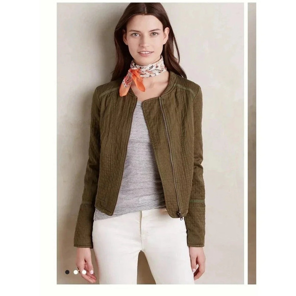 Anthropologie Hei Hei Green Quilted Riding Jacket Small - Picture 3 of 11